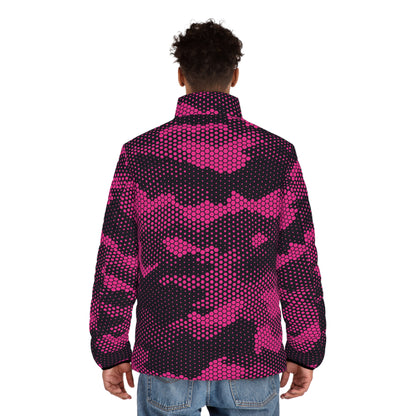 Camo Puffer Jacket | Pink Digital Dotted Hexagonal