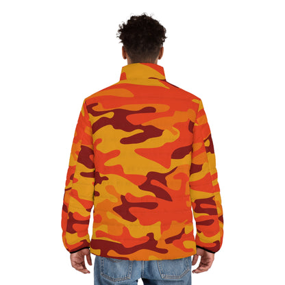 Men's Camo Puffer Jacket | Orange & Red