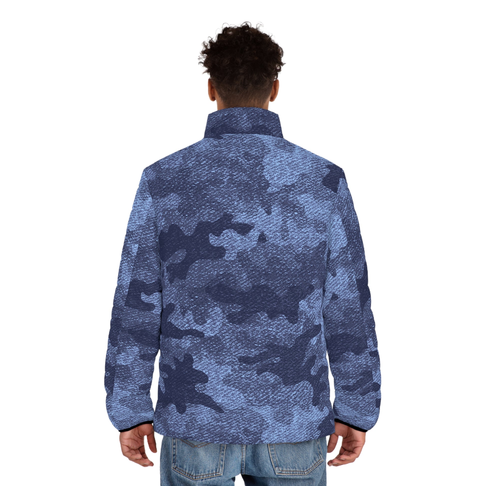 Camo Puffer Jacket | Denim Blue Camouflage