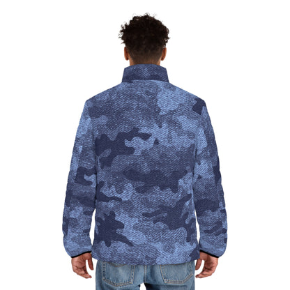 Camo Puffer Jacket | Denim Blue Camouflage