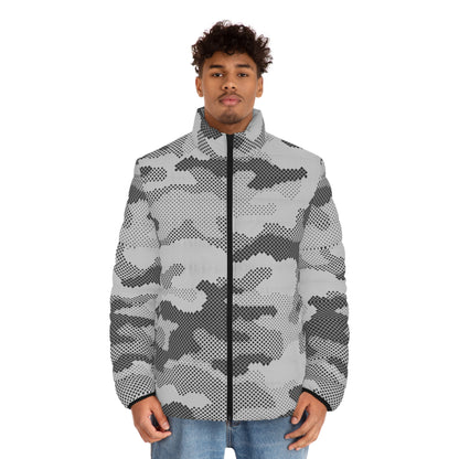 Camo Puffer Jacket | Black & White Digital Dotted