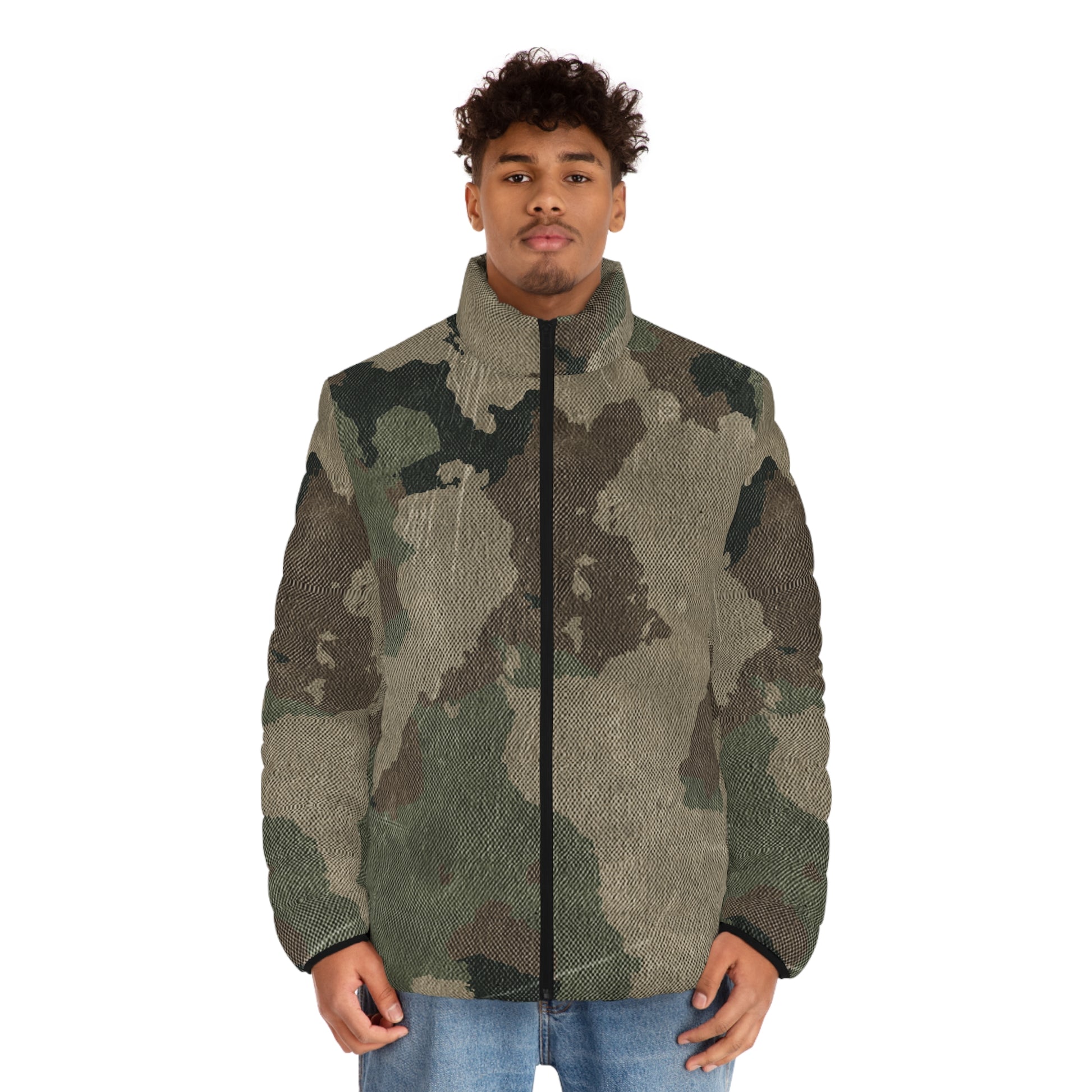 Camo Puffer Jacket | Dirty Old Brown Camouflage