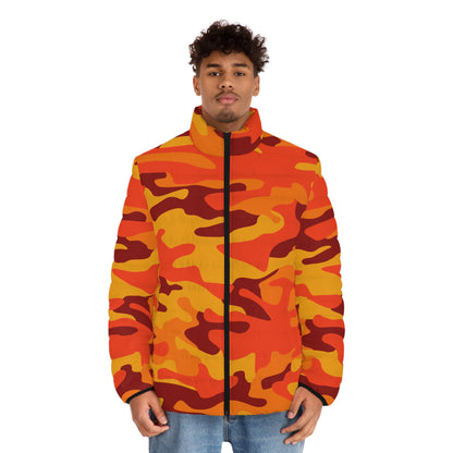 Men's Camo Puffer Jacket | Orange & Red