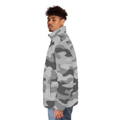 Camo Puffer Jacket | Black & White Digital Dotted