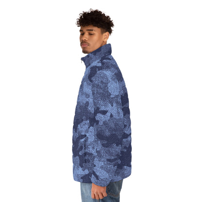 Camo Puffer Jacket | Denim Blue Camouflage