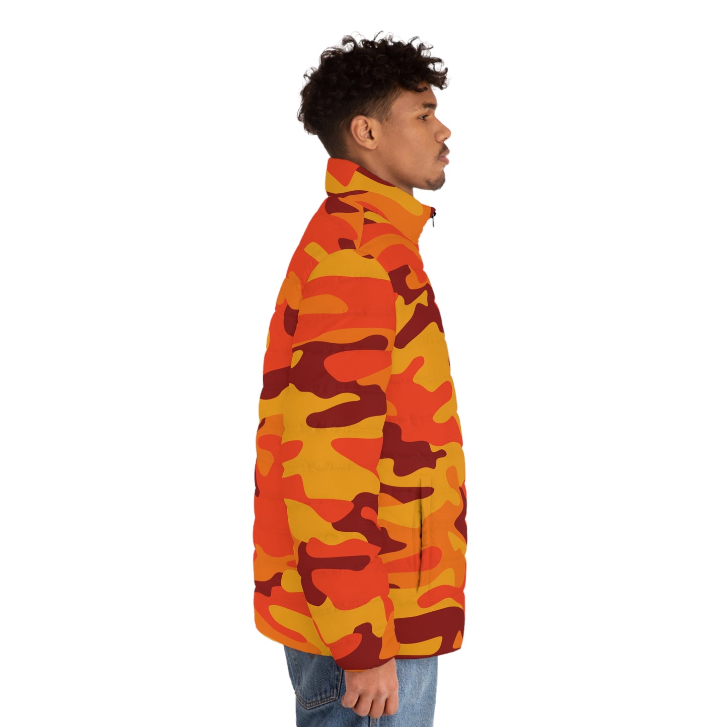 Men's Camo Puffer Jacket | Orange & Red