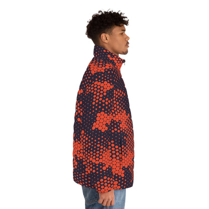 Camo Puffer Jacket | Orange & Blue Digital Camouflage