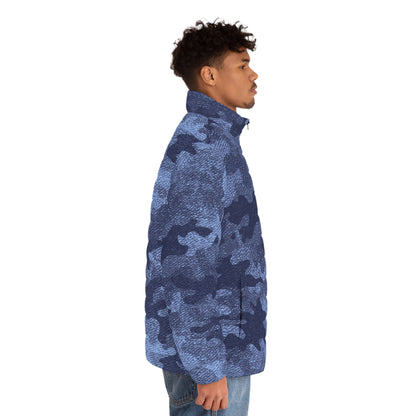 Camo Puffer Jacket | Denim Blue Camouflage