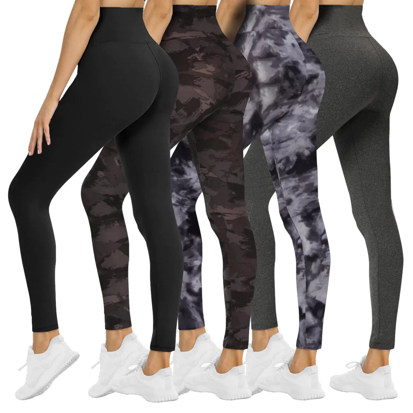 4 Pack Leggings for Women - High Waisted Tummy Control