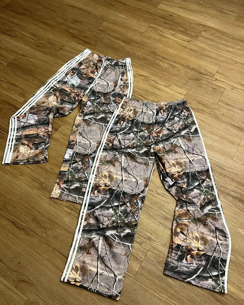 Y2K Leaf Camo Pants | Men's Gothic Harajuku Loose Overalls