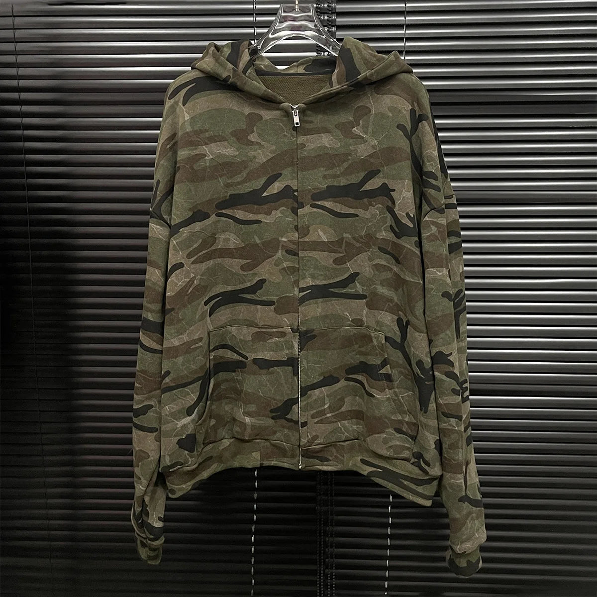 Women's Fall Camo Hoodie: Retro Zipper Top Coat Jacket