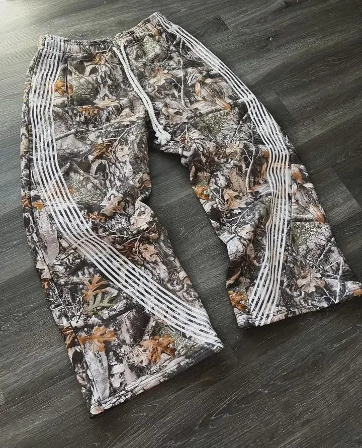 Retro Hip Hop Camo Sweatpants with Elastic Waist Unisex