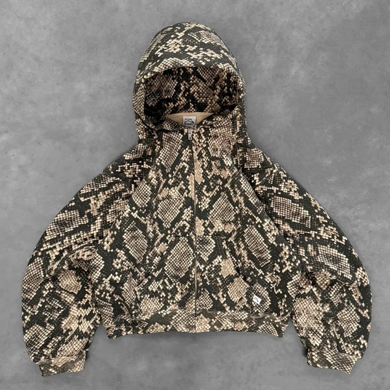 Vintage Camouflage Hoodie Set – Python & Leopard Patterns