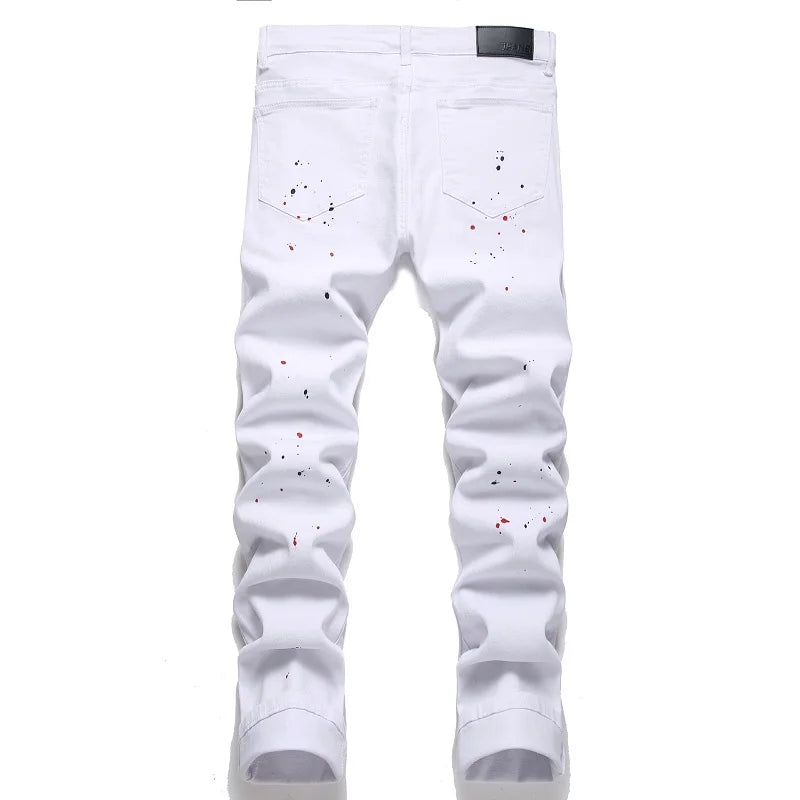 Biker Jeans For Men | Distressed Stretch Ripped Hip Hop Slim Fit