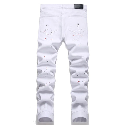 Biker Jeans For Men | Distressed Stretch Ripped Hip Hop Slim Fit