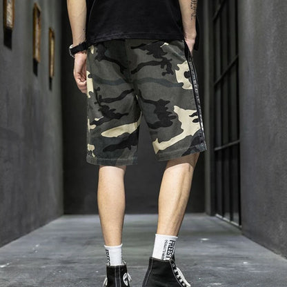 Oversized Short Pants | Black Spliced Camo