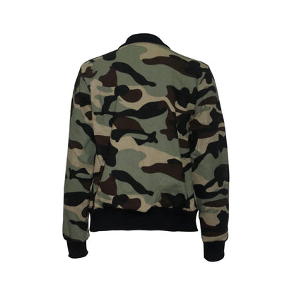 Women's Camo Bomber Jacket: Slim, Cropped, Military Zipper Coat