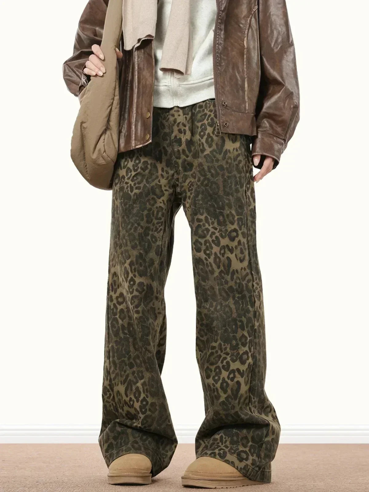 Washed Camo Wide-Leg Street Jeans for Men Autumn 2025