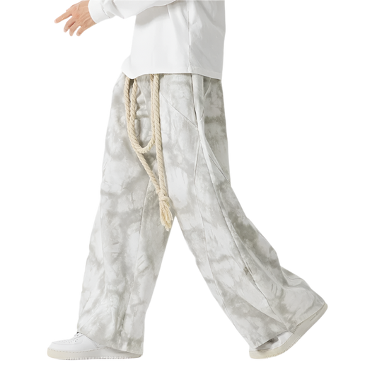 Men’s Wide-Leg Tie-Dye Harem Pants | White Camo Vibes