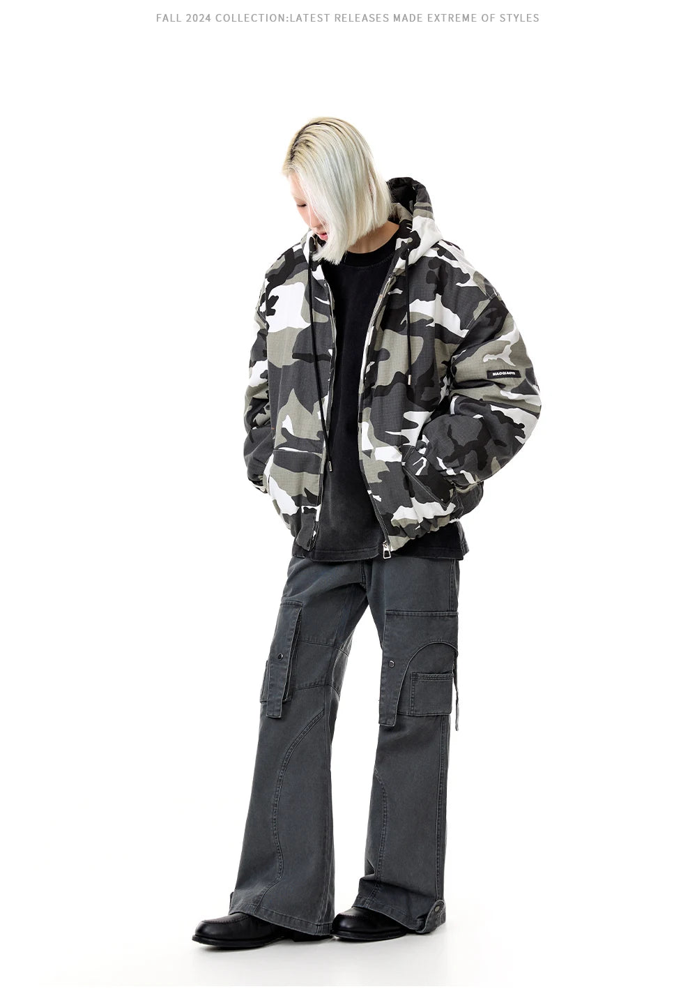 Winter American Camo Hooded Bomber Jacket: Unisex, Loose Fit