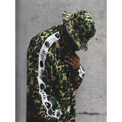 Men's Camo Embroidered Jacket: Vintage Safari, Hip Hop Stand Collar