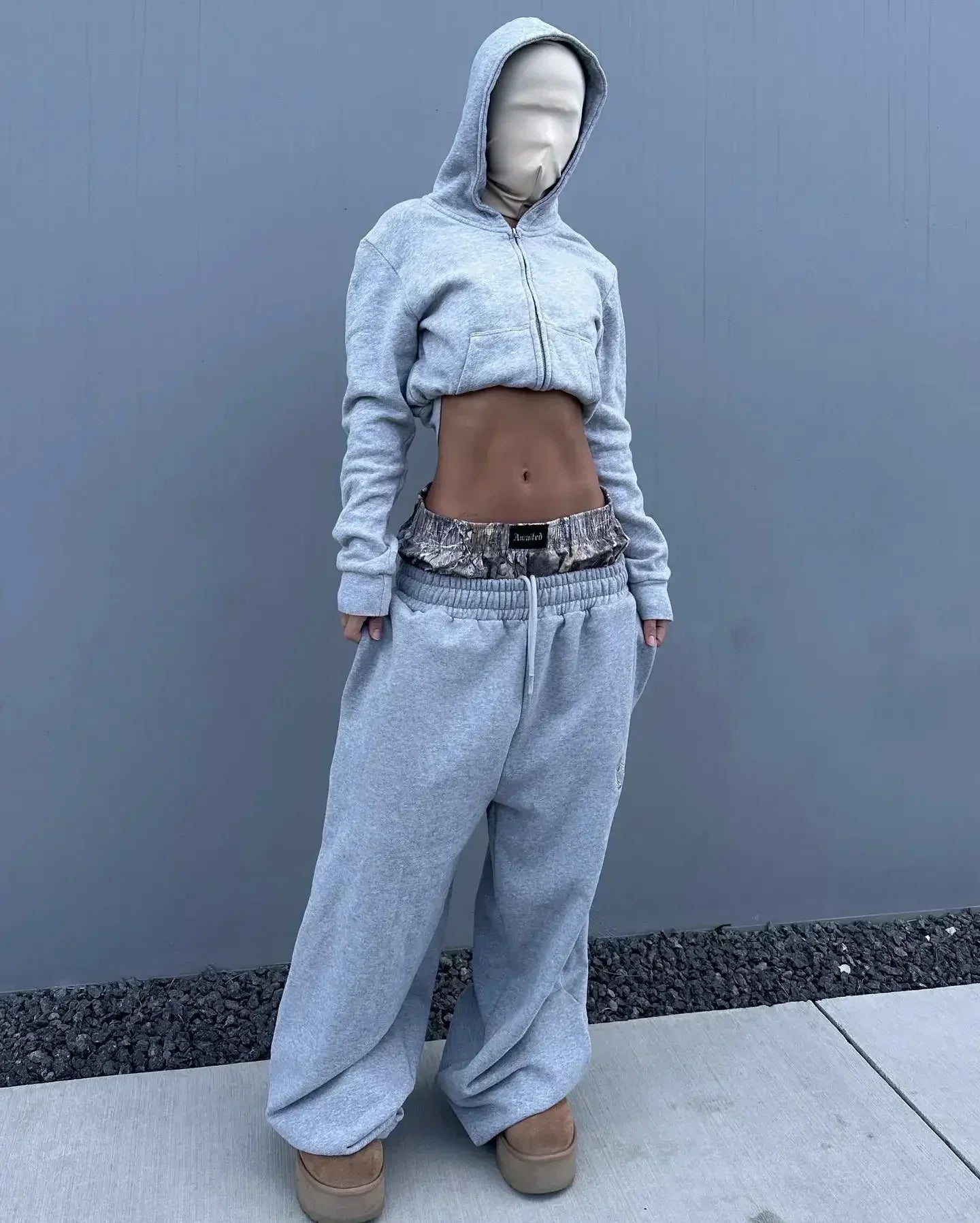 Y2K Vintage Camo Embroidered Waist Sweatpants High-Waisted