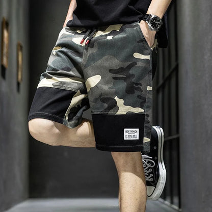 Oversized Short Pants | Black Spliced Camo