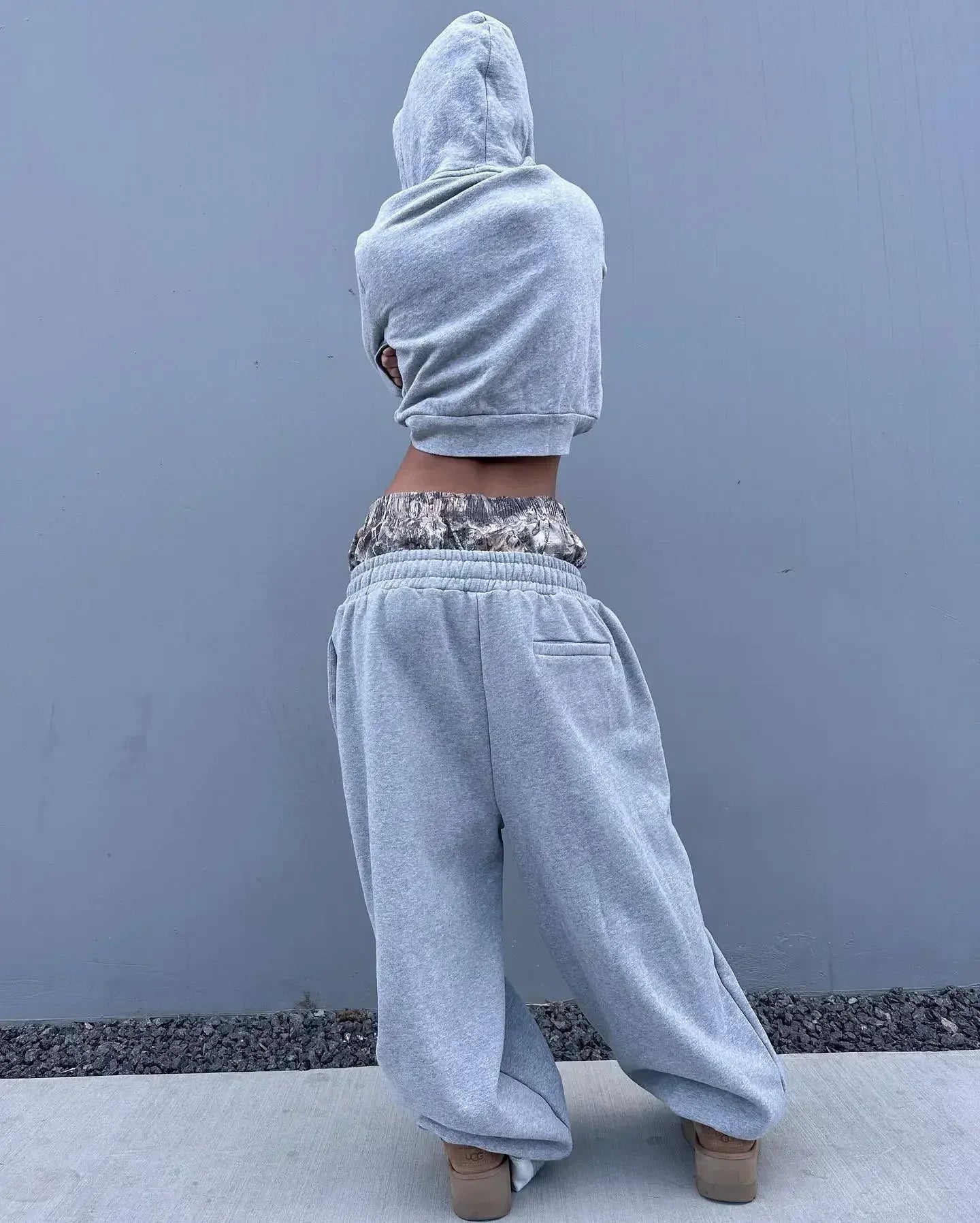 Y2K Vintage Camo Embroidered Waist Sweatpants High-Waisted