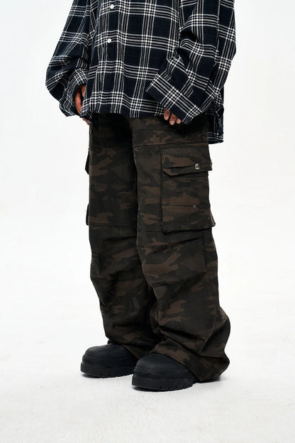 Camouflage Baggy Pants - Multi-pocket Overalls