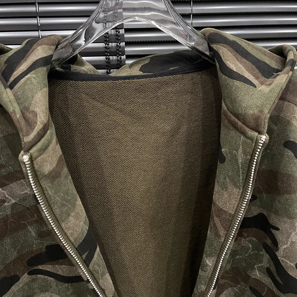 Women's Fall Camo Hoodie: Retro Zipper Top Coat Jacket