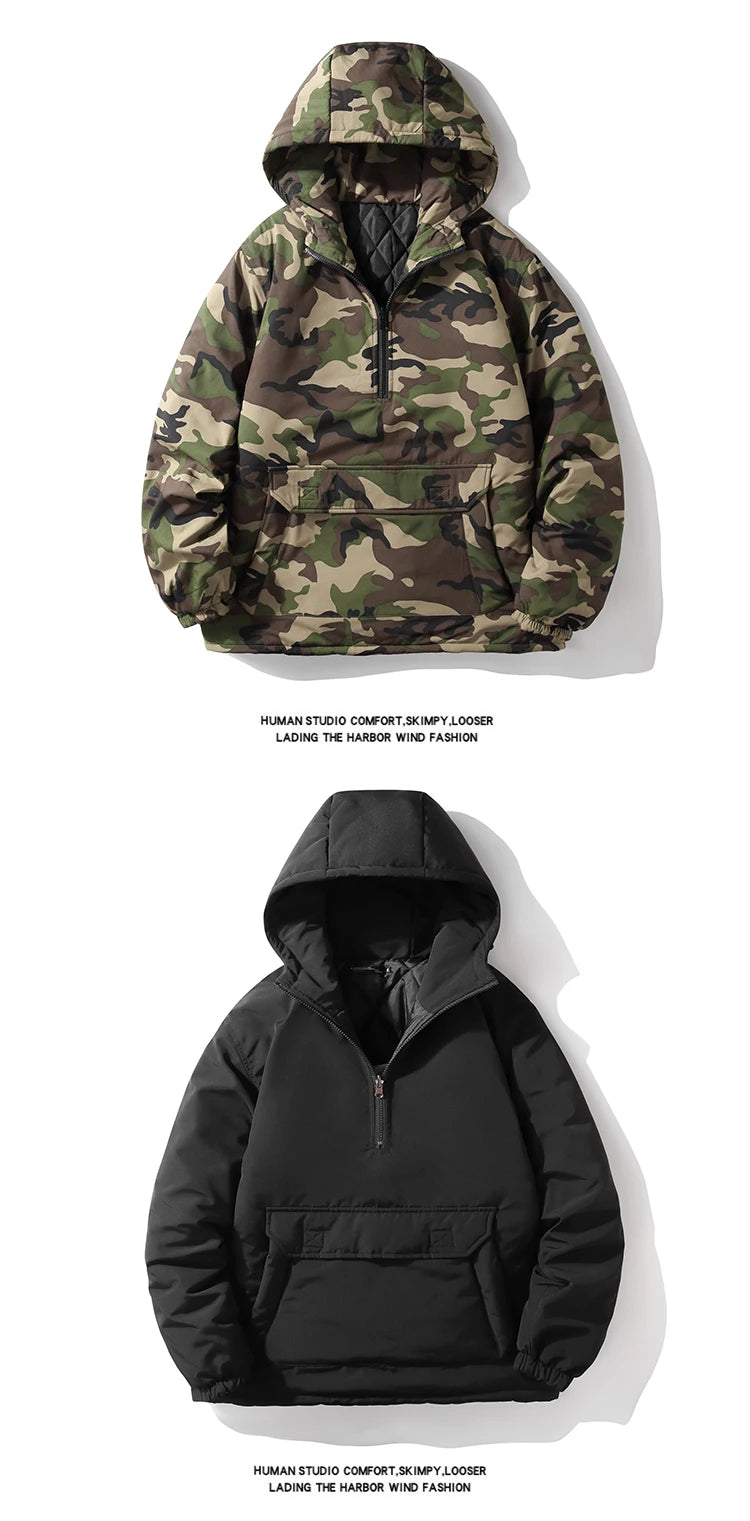 Men's Camo Winter Jacket: Thick, Hooded, Windproof Military Parka