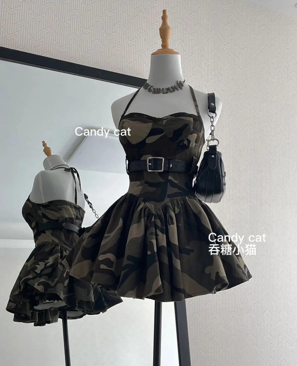 Harajuku Spicy Girl Camo Camisole Skirt Mini Dress 2025 Y2K