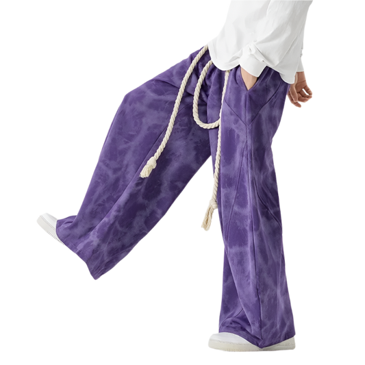 Men’s Wide-Leg Tie-Dye Harem Pants | Purple Camo Feel | Camo Colors