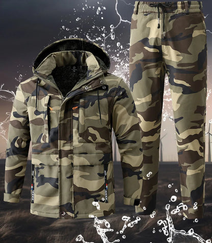 Men's Winter Camo Jacket: Velvet, Waterproof, Outdoor Sports Coat