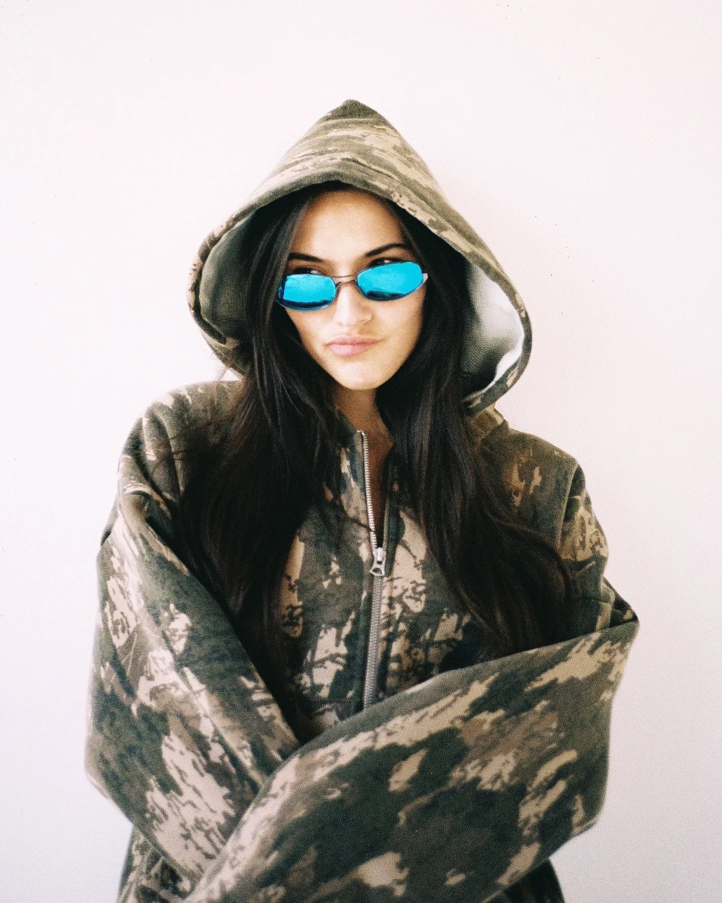 Brown Retro Hoodie | Unisex Camouflage Pullover Y2K Hip Hop