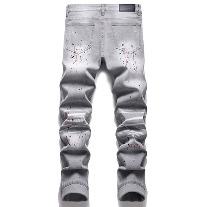 Biker Jeans For Men | Distressed Stretch Ripped Hip Hop Slim Fit