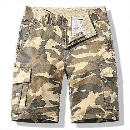 Loose Fitting Camouflage Elastic Cargo Shorts For Men