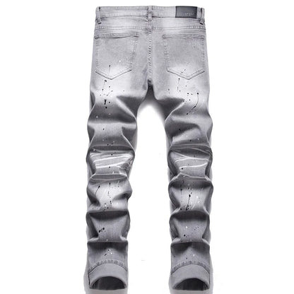 Biker Jeans For Men | Distressed Stretch Ripped Hip Hop Slim Fit