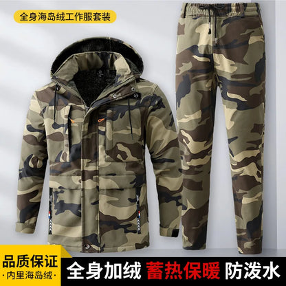 Men's Winter Camo Jacket: Velvet, Waterproof, Outdoor Sports Coat