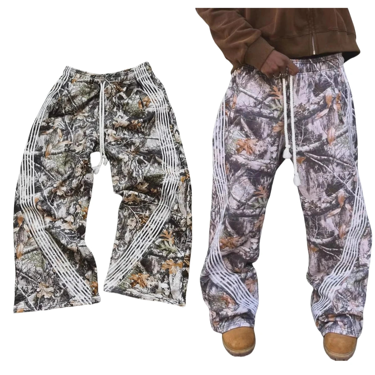 Y2K Camo Sweatpants Gothic Stripe Baggy Casual Jogging Trousers