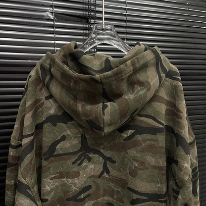 Women's Fall Camo Hoodie: Retro Zipper Top Coat Jacket