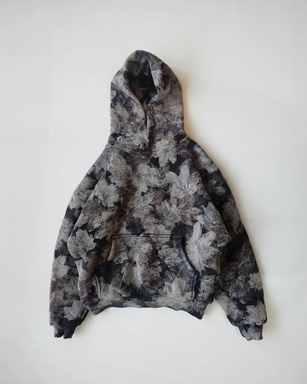 Y2K Camo Leaf Pattern Hoodie Men Goth Casual Pullover Top