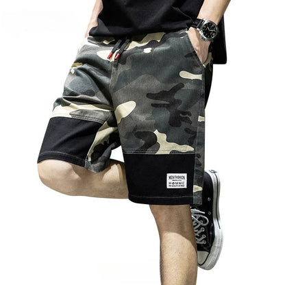 Oversized Short Pants | Black Spliced Camo