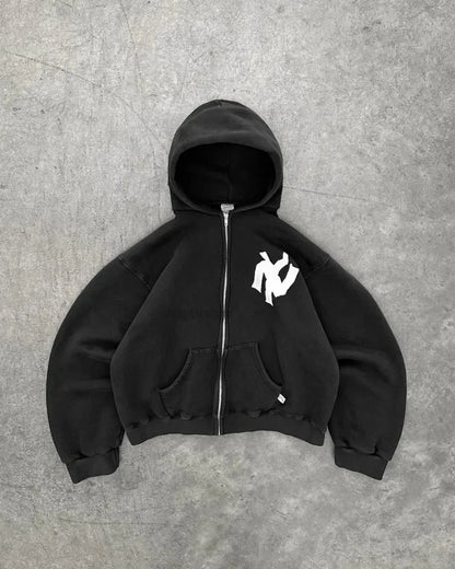 Retro Letter Pattern Hoodie | Y2K Women's Hip Hop Style