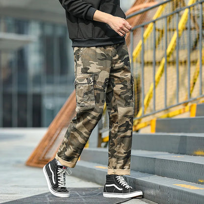 Men's Camouflage Overalls: Cotton Cargo Pants for Streetwear