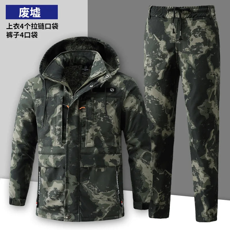 Men's Winter Camo Jacket: Velvet, Waterproof, Outdoor Sports Coat