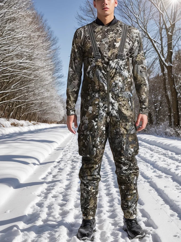 Men's Bib Winter Camo Overalls: Insulated Hunting Pants