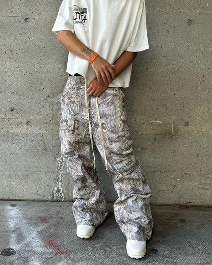 Stylish Y2K Camo Cargo Pants Multi-Pocket Hip Hop Gothic Trousers