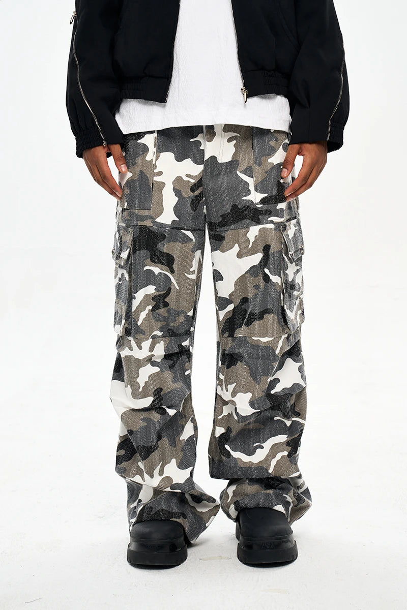 Camouflage Baggy Pants - Multi-pocket Overalls