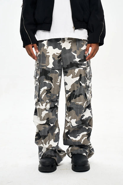 Camouflage Baggy Pants - Multi-pocket Overalls